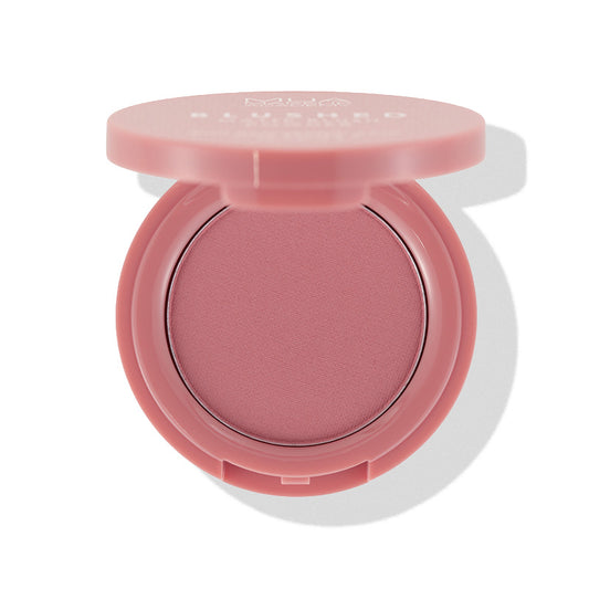 a pink eye shadow in a round container