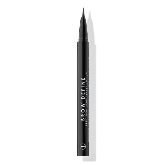 a black eyeliner with white text