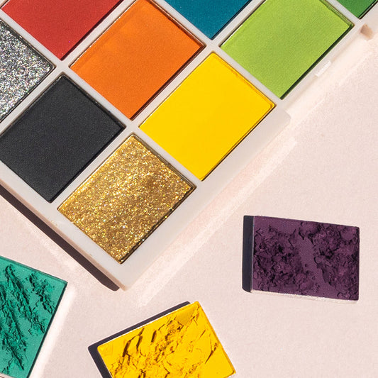 a close up of a colorful palette