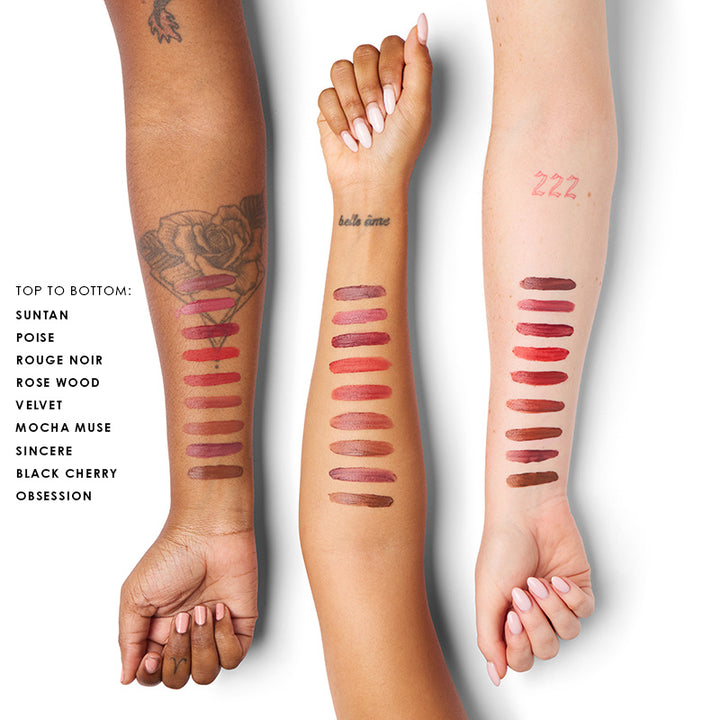 a group of hands with different shades of lipstick