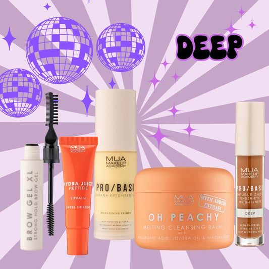 a group of makeup products