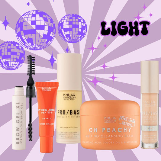 a group of makeup products