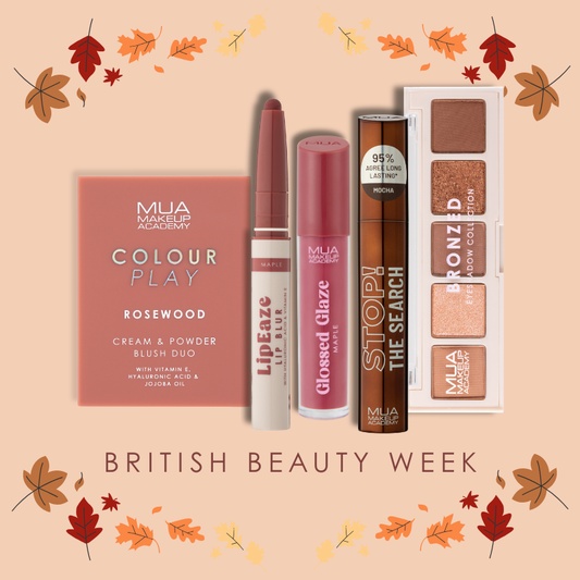 a group of makeup products