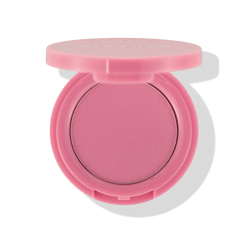 a pink eye shadow in a plastic container