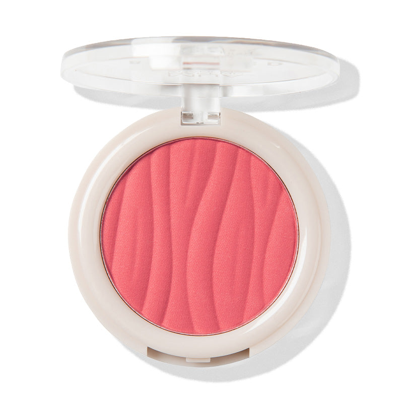 a pink blush in a plastic container