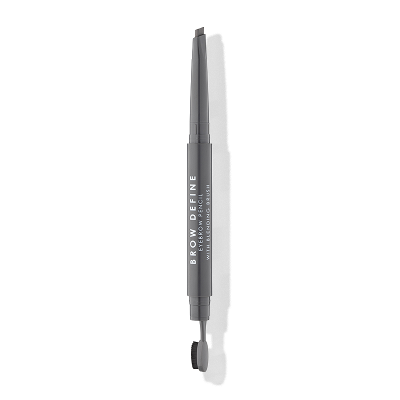 a grey eyebrow pencil with white text