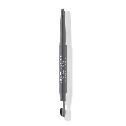 a grey eyebrow pencil with white text