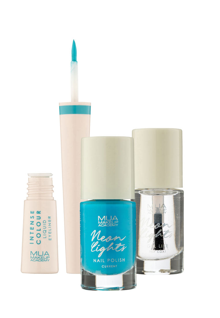 MUA Neon Gift Set - Current including Intense Colour Liquid Liner, Neon Polish & gel like top coat