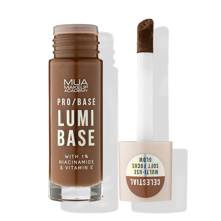 a bottle of liquid foundation with a brush