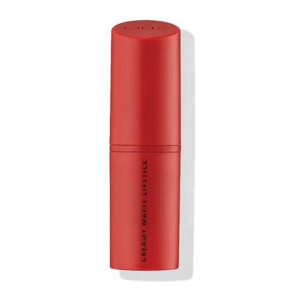 a red lipstick tube with black text