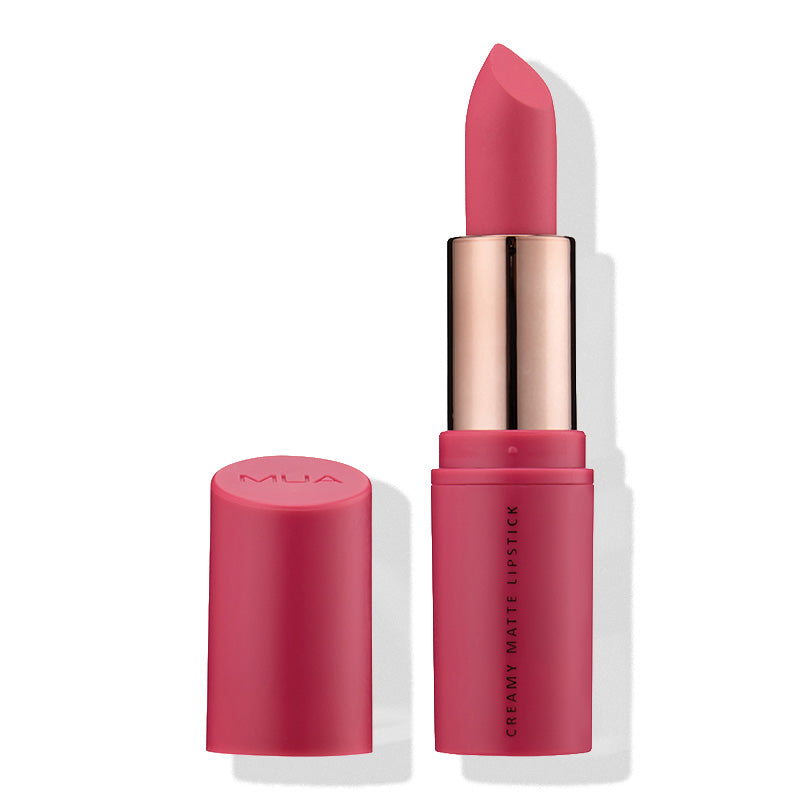 a pink lipstick with a gold tube