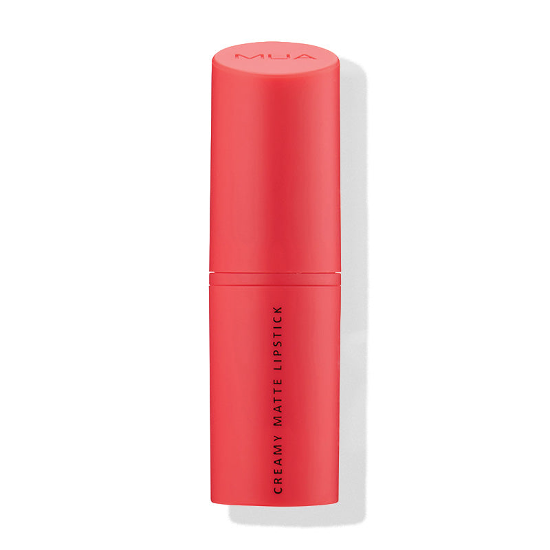 a red lipstick tube with black text