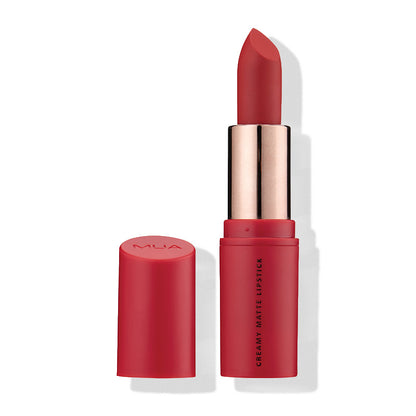 a red lipstick with a gold tube