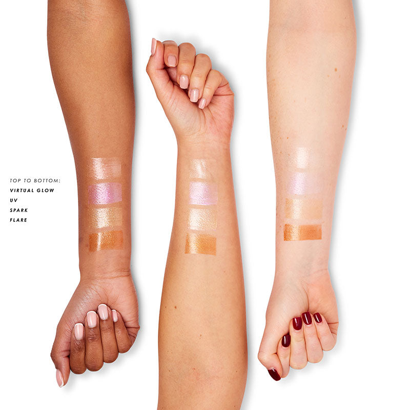 a group of hands with different colors of makeup