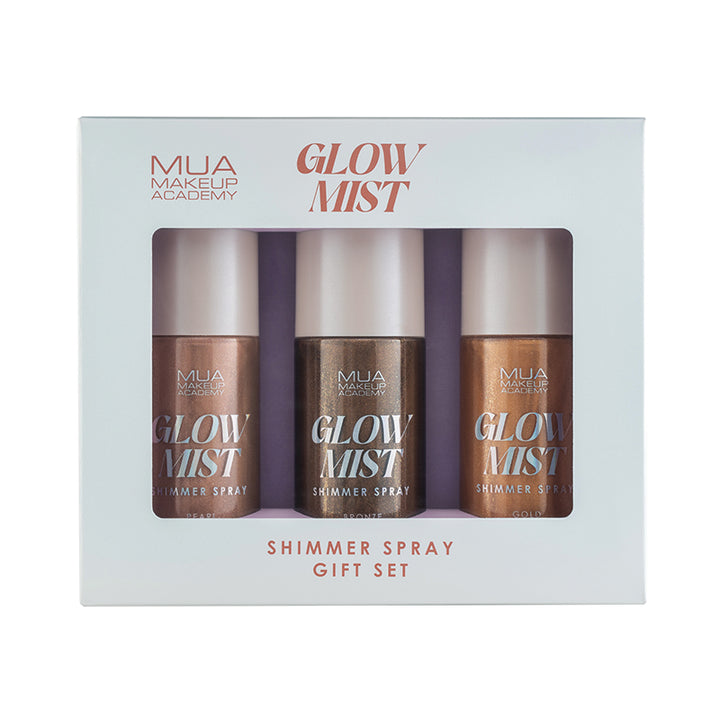 MUA GLOW MIST SET - Includes 3 shades of shimmer spray - Pearl, Gold and Bronze