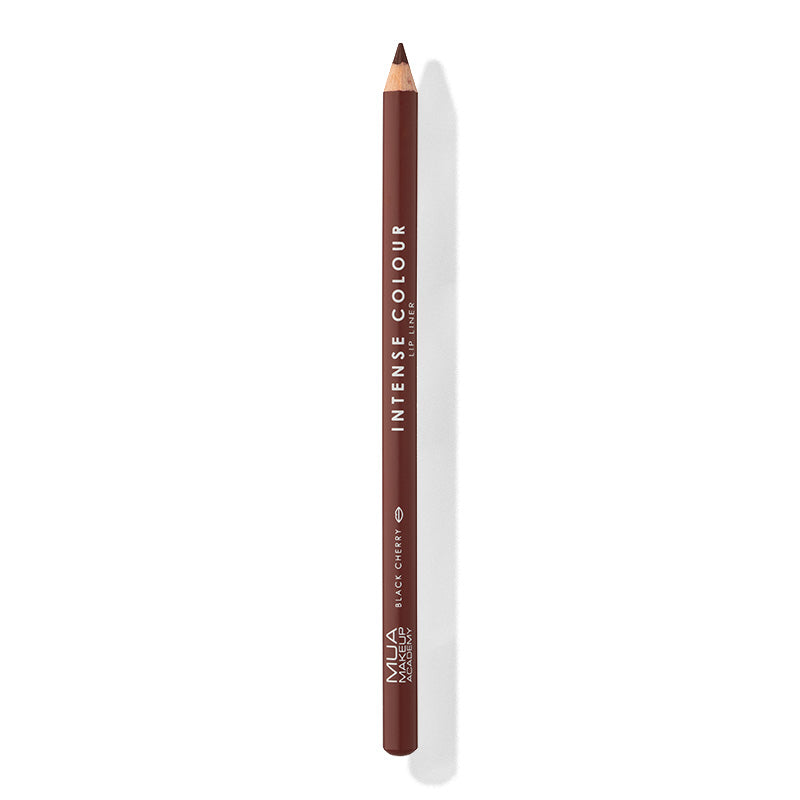 a brown pencil with white text