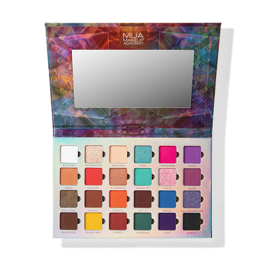 a colorful palette of makeup