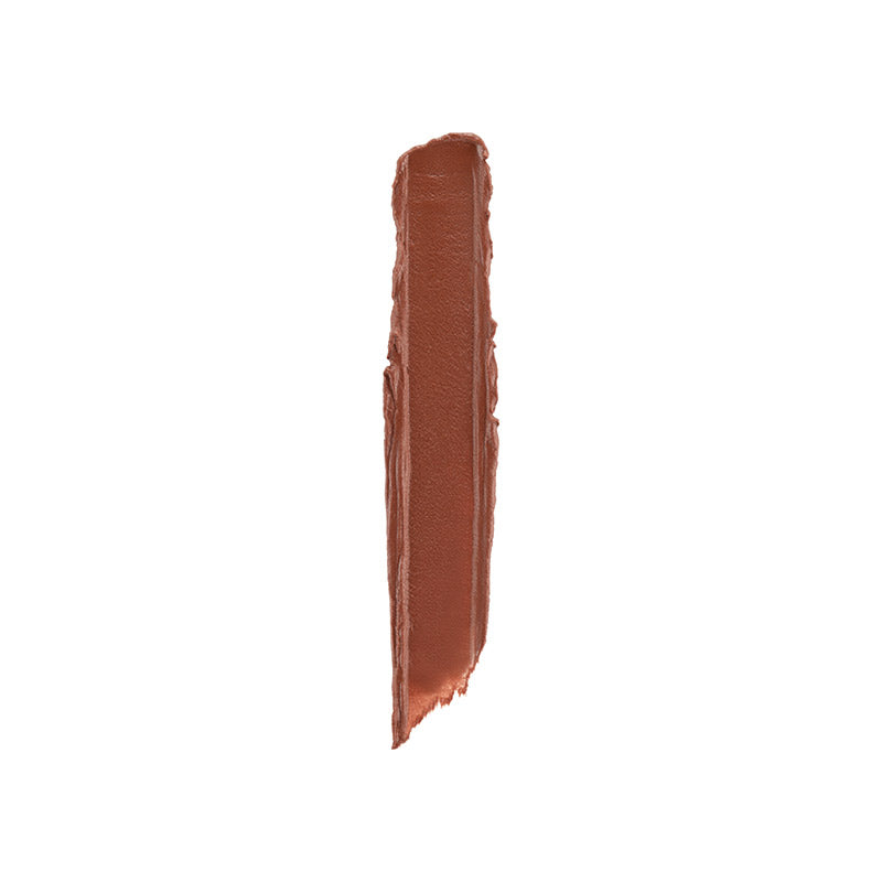 a brown smudge of lipstick