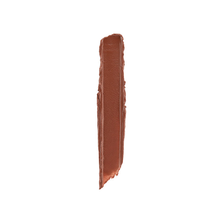 a brown smudge of lipstick