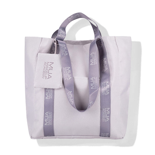 a white bag with a name tag