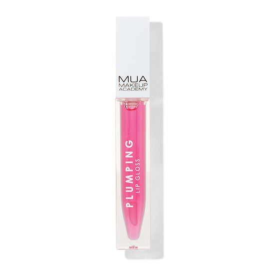 a pink lip gloss in a clear container