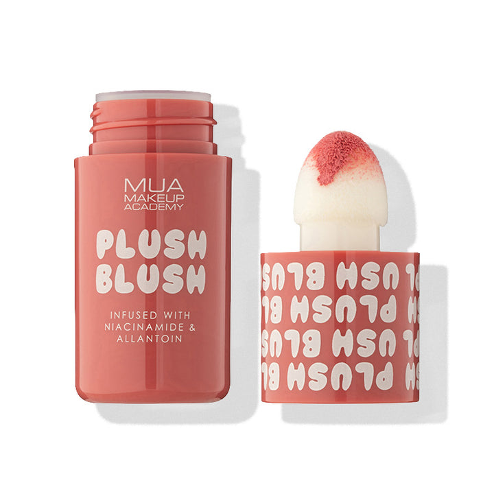 a pink container with a white cap and a red container with white text