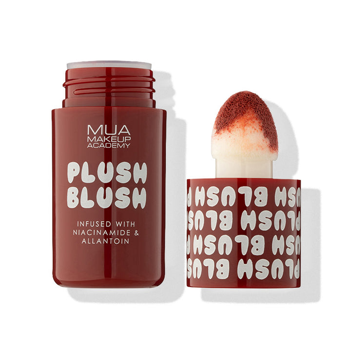 a red container with a white cap and a red object with white text
