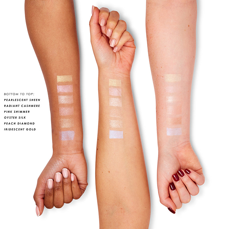 a group of hands with different shades of makeup