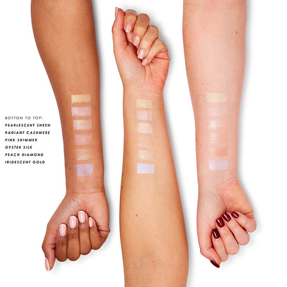 a group of hands with different shades of makeup
