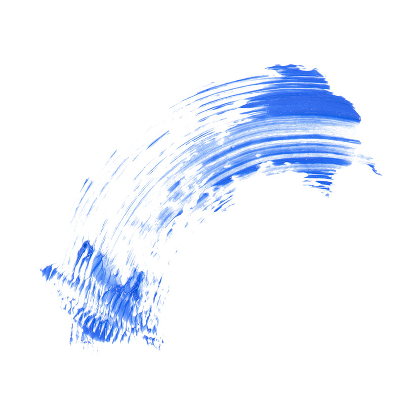 a blue paint stroke on a white background