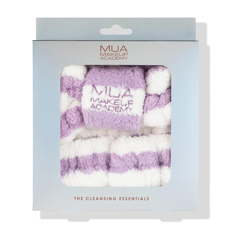 a purple and white striped socks in a package