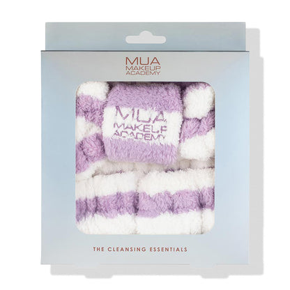 a purple and white striped socks in a package