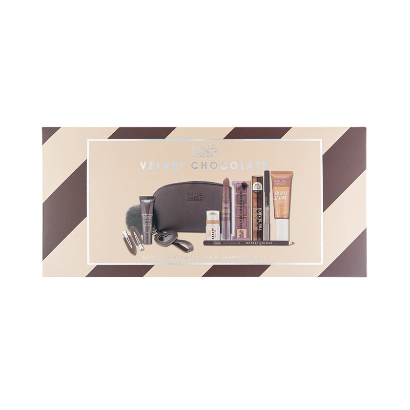 a rectangular box of makeup products