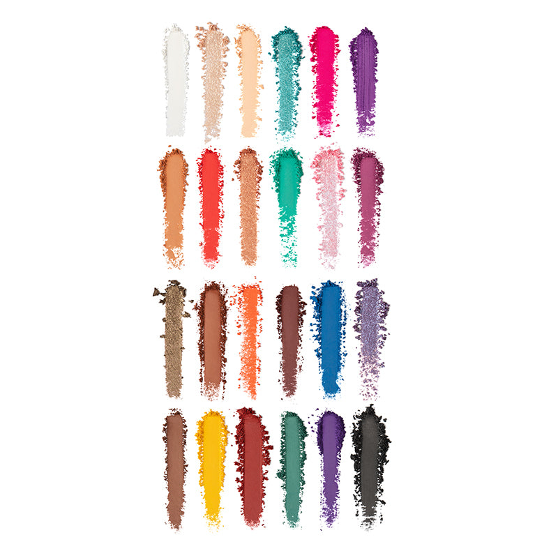 a collection of different colored eyeshadows
