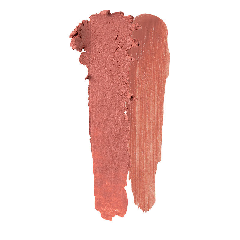 a smudged lipstick on a white background
