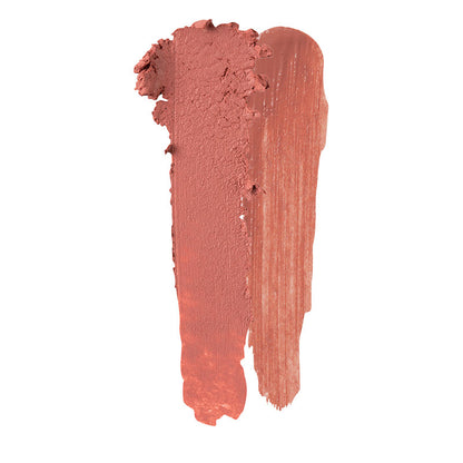 a smudged lipstick on a white background
