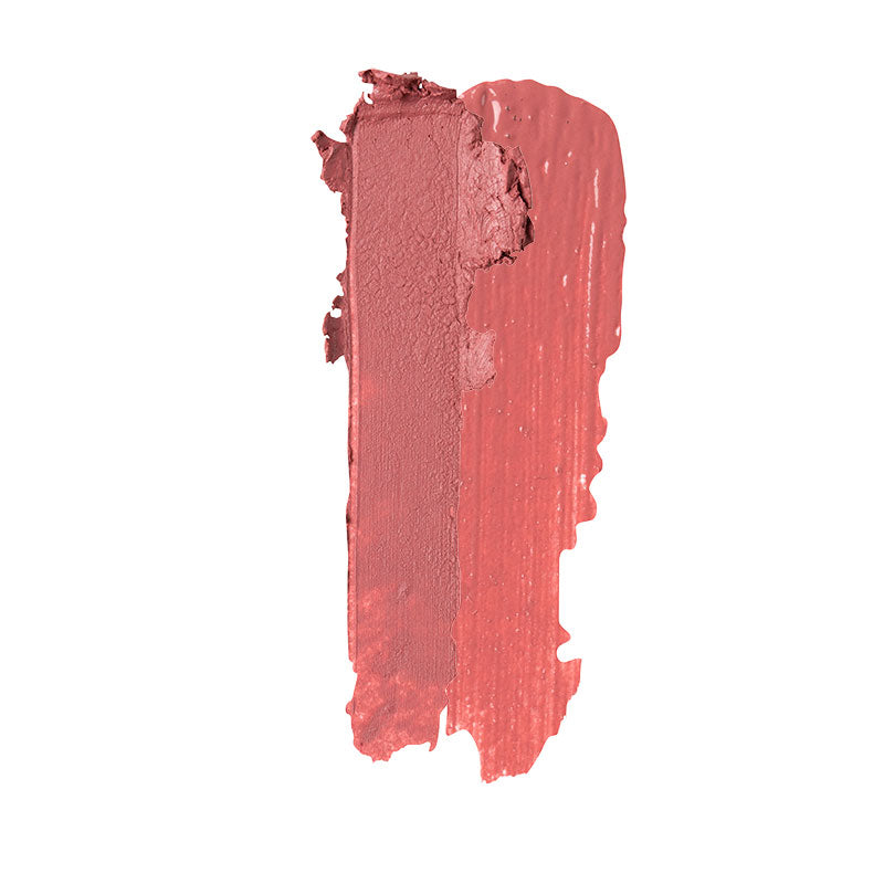 a smudged pink lipstick