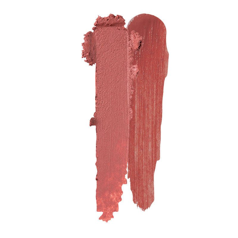 a smudged lipstick on a white background