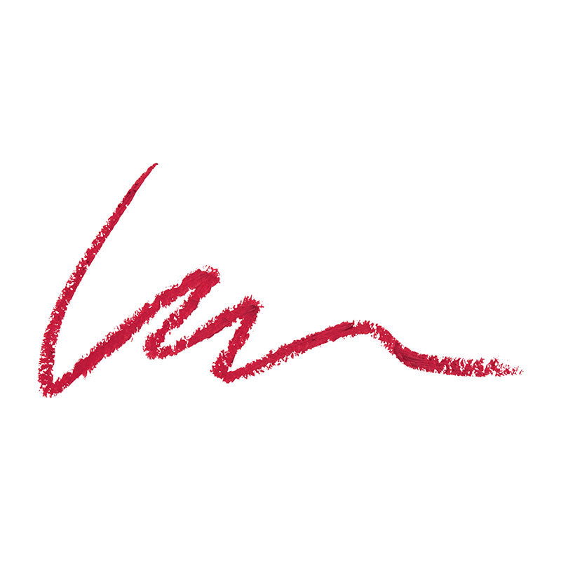 a red pencil stroke on a white background
