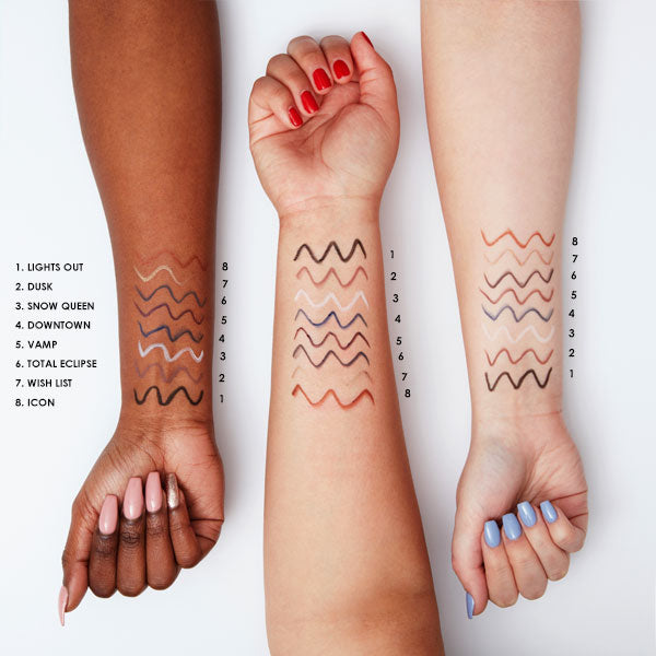 a group of people with different colors of makeup on their hands